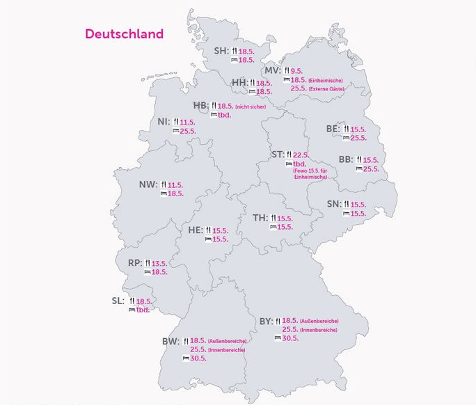 Übersichtskarte Öffnungenzeiträume Gastronomie